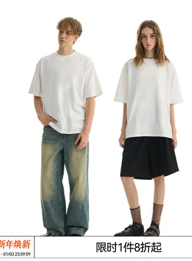 EMPTY REFERENCE美式复古白色百搭宽松圆领上衣短袖凉感索罗娜T恤