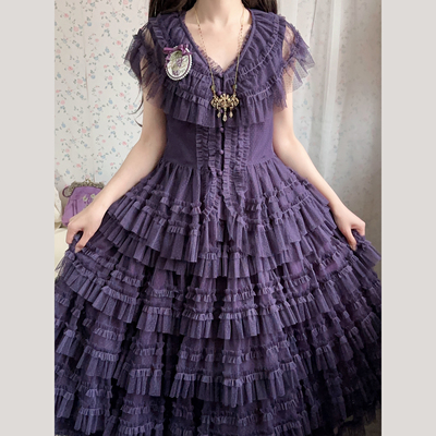 深紫色巧克力棕色点纱段段优雅