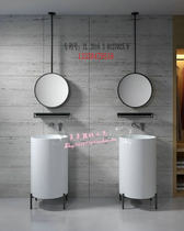 北欧铁艺圆形壁挂镜天花板吊镜卫生间镜子酒店民宿客房浴室化妆镜