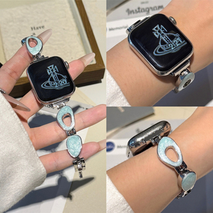 适用苹果手表s11代iwatch星光不规则金属手链表带applewatch987se