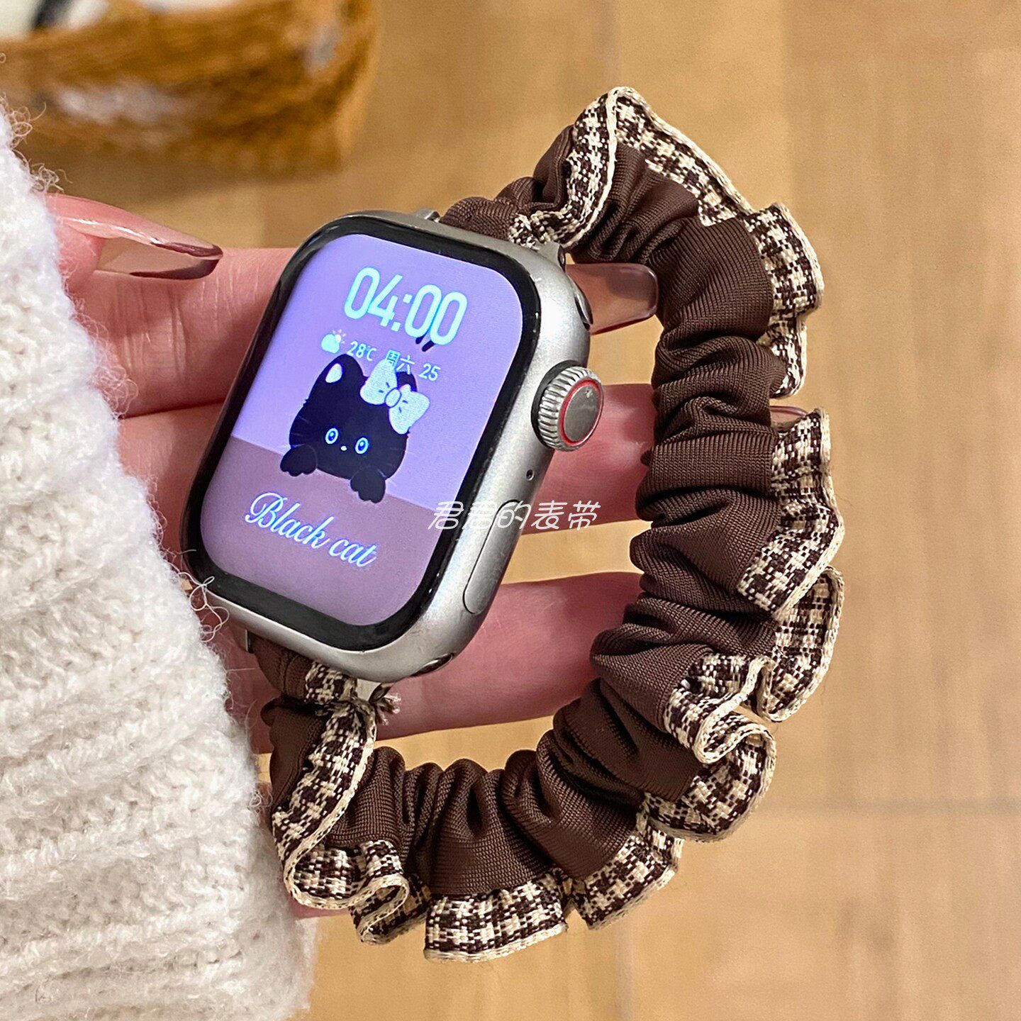 适用苹果手表s11代iwatch波点格纹花边弹力发圈表带applewatch9se,智能设备,智能手表手环表带/腕带,淘宝优惠券,粉丝福利购,淘宝优惠卷