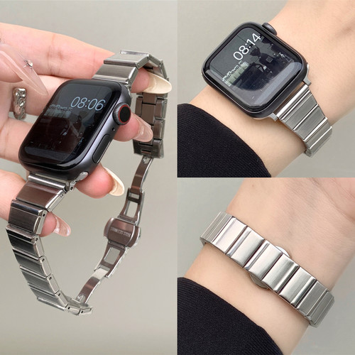 适用iwatch竹节小蛮腰蝴蝶扣表带