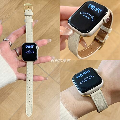 适用iwatch细款荔枝纹小牛皮表带