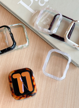 适用苹果手表s11代iwatch树脂防摔保护壳applewatch9se半包硬壳套