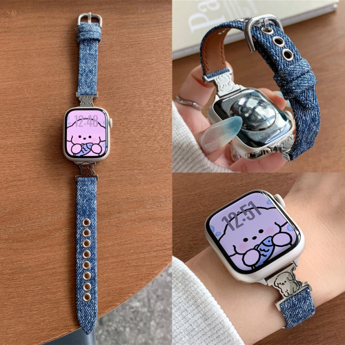 AppleWatch可爱小狗牛仔针扣表带