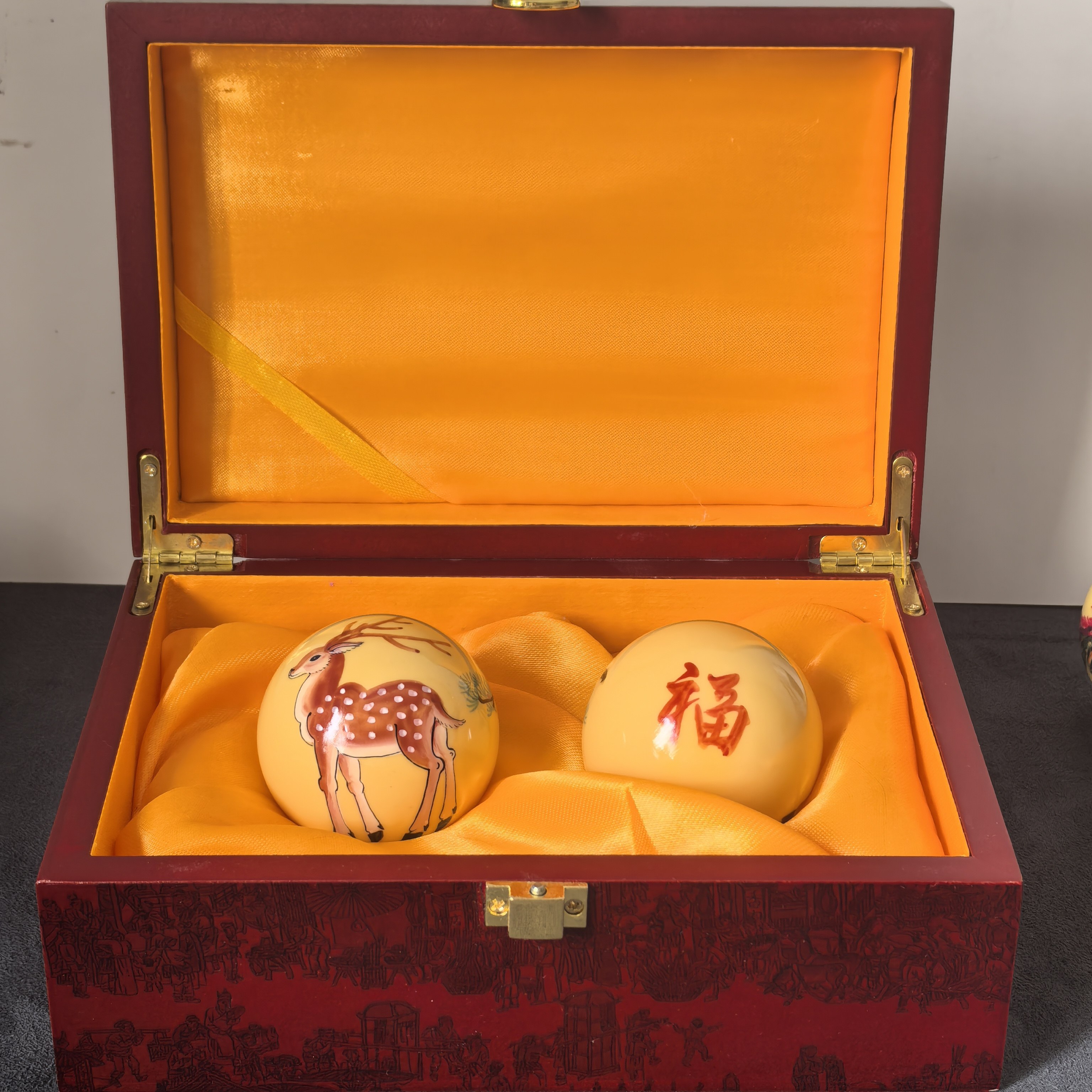 彩绘保定铁球健身球景泰蓝健身球中老年手球保健球手转球礼品球
