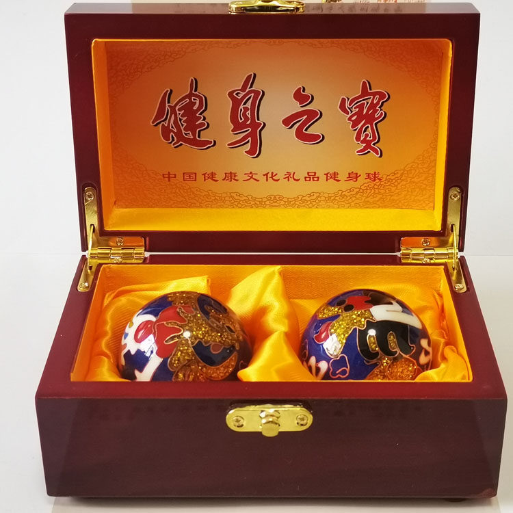 景泰蓝保定铁球40MM健身球中老年手球保健球空心龙凤牡丹福寿