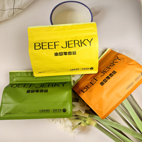 小岛牛肉丝袋装200g烤制微辣鲜牛肉解馋小岛安答网红零食麻辣