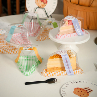 isn彩色三角切块蛋糕盒6寸8寸慕斯千层蛋糕盒子烘焙一次性蛋糕盒