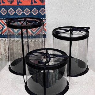 圆形开窗透明蛋糕盒8寸黑色白色10寸单层双层加高透明纸盒蛋糕盒