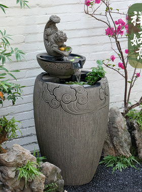 户外流水厂家鱼池水缸中式貔貅