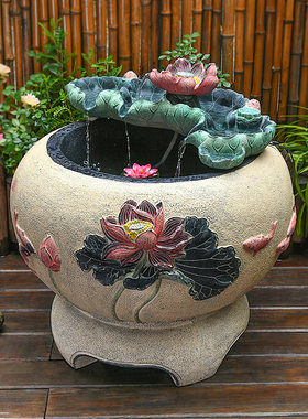 荷府家居荷花室外景观古法成品