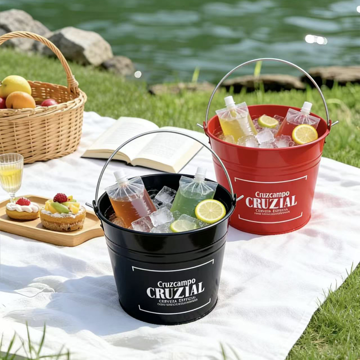 商用创意KTV酒吧冰桶香槟啤酒红酒桶户外野餐饮料桶加厚五升铁桶