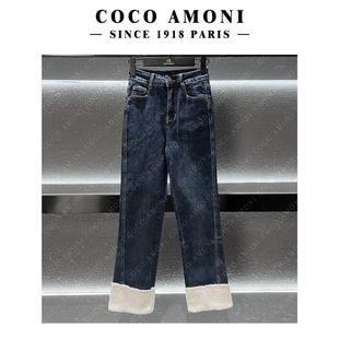 洋气爆款加绒九分牛仔裤女提臀显瘦显腿长卷边直筒裤烟管裤ZZ046