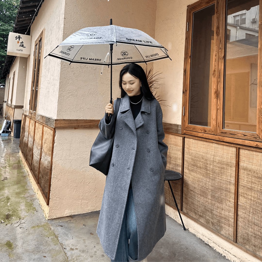 Yacy宽松慵懒显瘦遮肉气质百搭时尚中长大衣女秋冬中长款韩版冬季