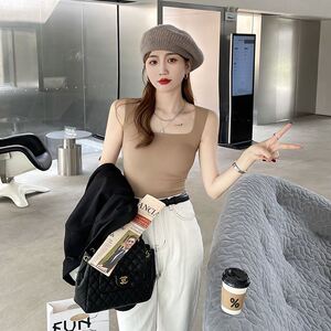 时尚女神一片式自带胸垫免穿bar轻薄外穿百搭女无痕百搭方领背心