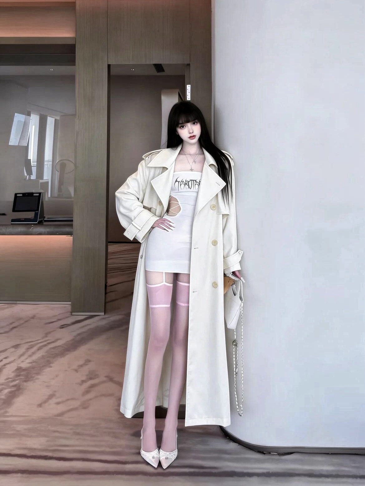 MSTO 白富美战袍·超长款米白风衣高级廓形显瘦松弛感外套女秋