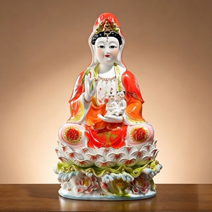 送子观音观音菩萨观世音佛像陶瓷家用供奉南海求子观音菩萨摆件