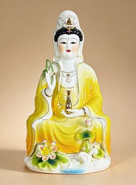 新款多色可选不褪色陶瓷观音菩萨像南海观世音像家用摆件无甲醇