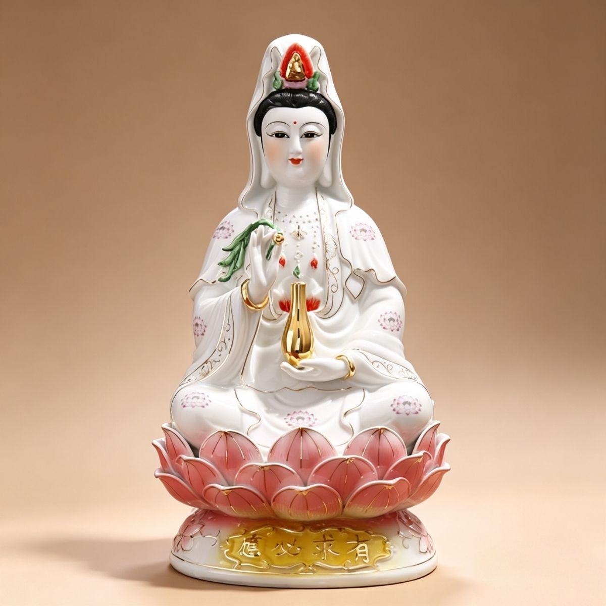 陶瓷坐莲南海观音娘娘佛像风水家用供奉摆件观世音菩萨保平安