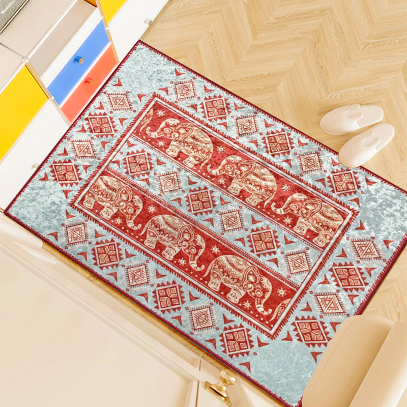 可爱田园入户门地毯地垫红色小象