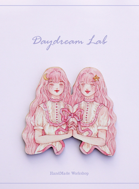 白日梦实验室｜少女可爱lolita粉紫色百搭双子座蝴蝶结胸针别针徽