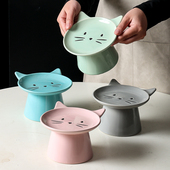 猫碗大脸猫专用陶瓷猫盘猫粮加菲猫高脚护颈椎大口径防打翻猫用品