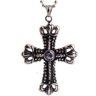 新款欧美复古男士十字架钛钢项链吊坠 潮男个性吊坠项链饰品