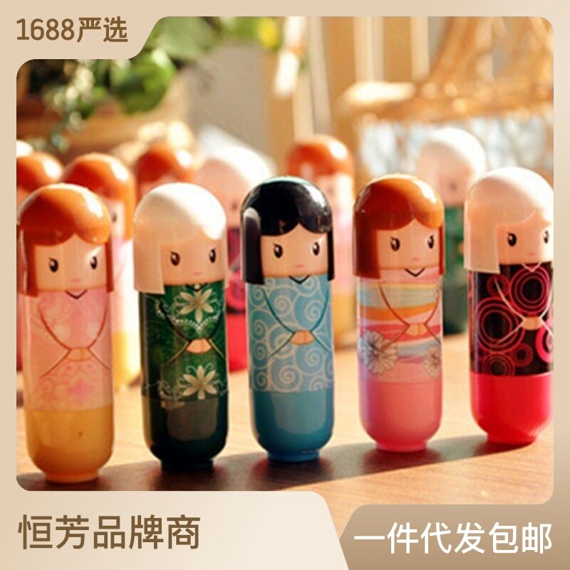 恒芳诗晶日本和服娃娃润植物唇膏保湿滋润补水无色持久护理男女可