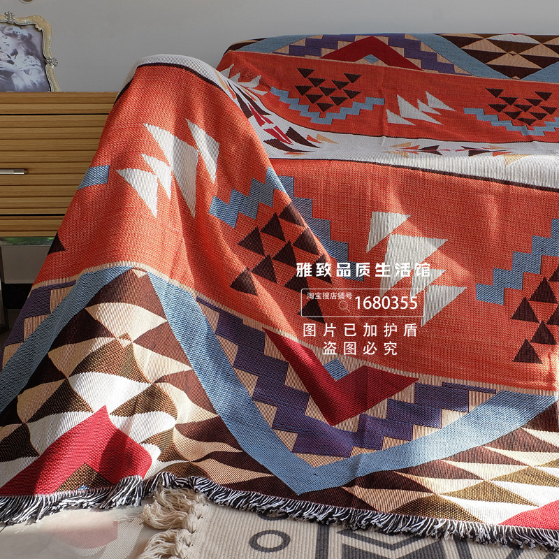 북유럽 보헤미안 면화 나병 모로코 짠 술 양면 두꺼운 미끄럼 방지 소파 커버 다목적 커버 천