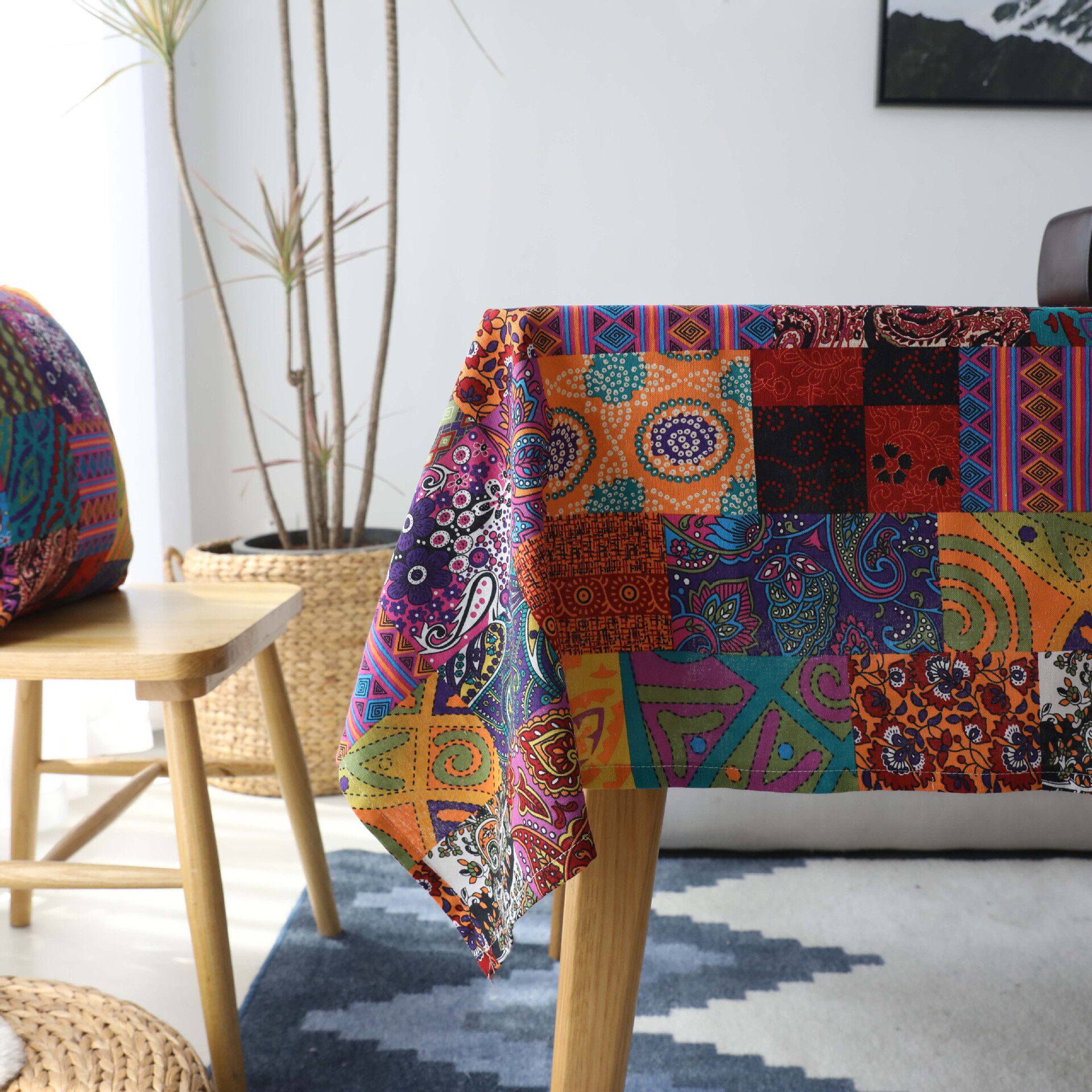 复古民族风美式波西米亚仿棉麻百家布餐桌布茶几盖布装饰布艺面料