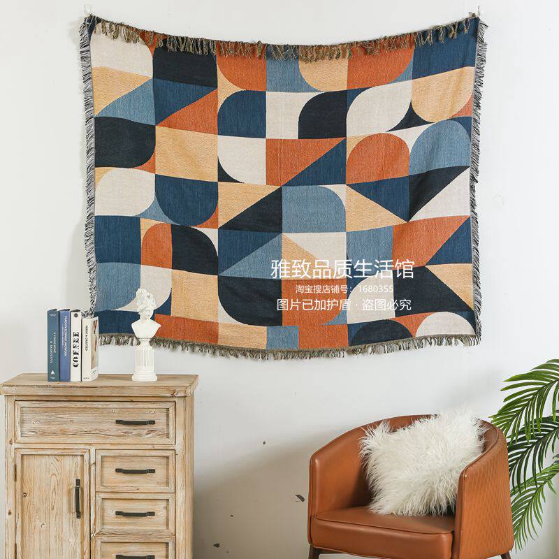 북유럽 추상 문학 봄과 여름 통기성 모조 면화와 린넨 짠 소파 쿠션 장식 커버 방진 커버 침대 옆 담요