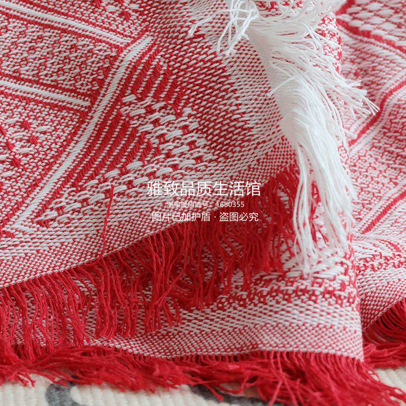 북유럽 일본식 신선한 원사 염색 기하학 면사로 짠 소파 타월 모든 항목을 포함하는 방진 커버 천 식탁보 침대 옆 담요