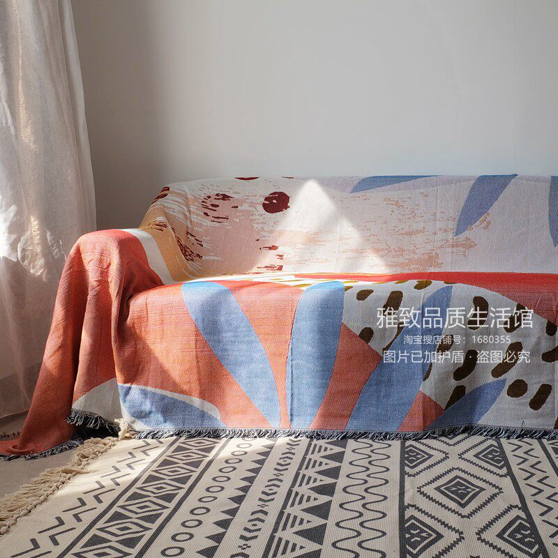 북유럽 인 간단한 봄 여름 통기성 소파 커버 다목적 모직 미끄럼 방지 커버 천으로 짠 술실 담요 식탁보