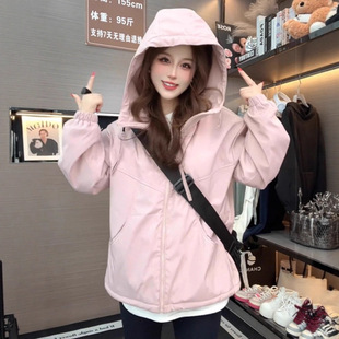 夹棉双拉链冲锋衣漂亮减龄外套女早春2025新款小个子二棉夹克上衣