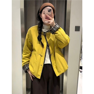 格子袖漂亮精致夹棉休闲外套女春2026新款流行爆款巨好看二棉上衣