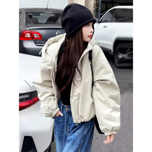 韩版巨好看夹棉二棉外套女早春新款2026爆款冲锋衣宽松休闲薄棉衣