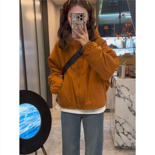 焦糖色夹棉二棉外套女早春新款2026爆款巨好看冲锋衣小个子薄棉衣