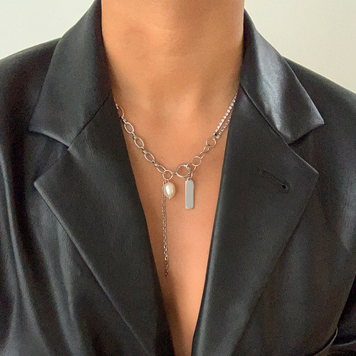 wearring潮牌设计师双色珍珠项链