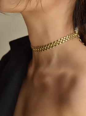 Wearring |小众设计ins博主同款时尚质感镀金表链项链chocker锁骨