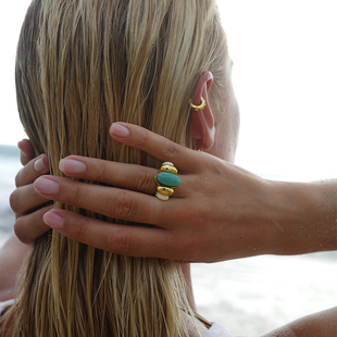 WEARRING 2025新款小众设计天然天河石戒指女轻奢复古时髦个性