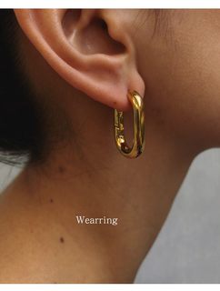 Wearring|法国大牌设计师同款复古气质时尚椭圆金属风耳环女18k金