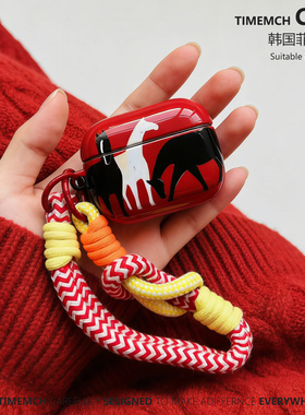 TimeMch 中国风马儿新年红适用于airpodspro3保护套airpods4保护壳苹果耳机二三代保护壳耳机套艺术文艺复古