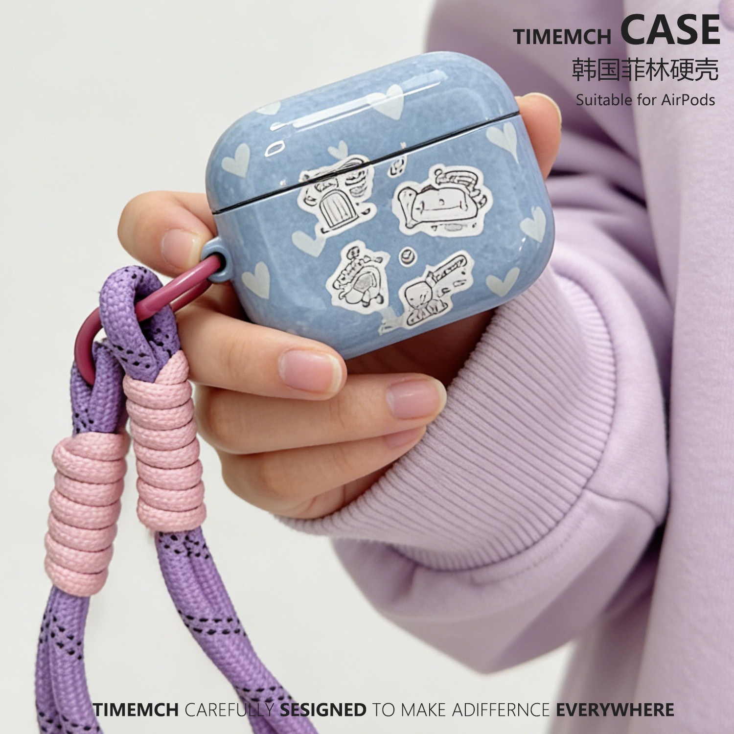 TimeMch 贴纸爱心蓝 适用于airpods4保护壳airpodspro3保护套苹果耳机保护套ins风可爱简约高级感韩国菲林女