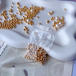 全新进口14k包金散珠diy手串手工原创配件圆珠保色金珠2mm-6mm