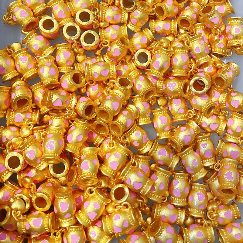 diy沙金手串饰品粉色爱心弯管