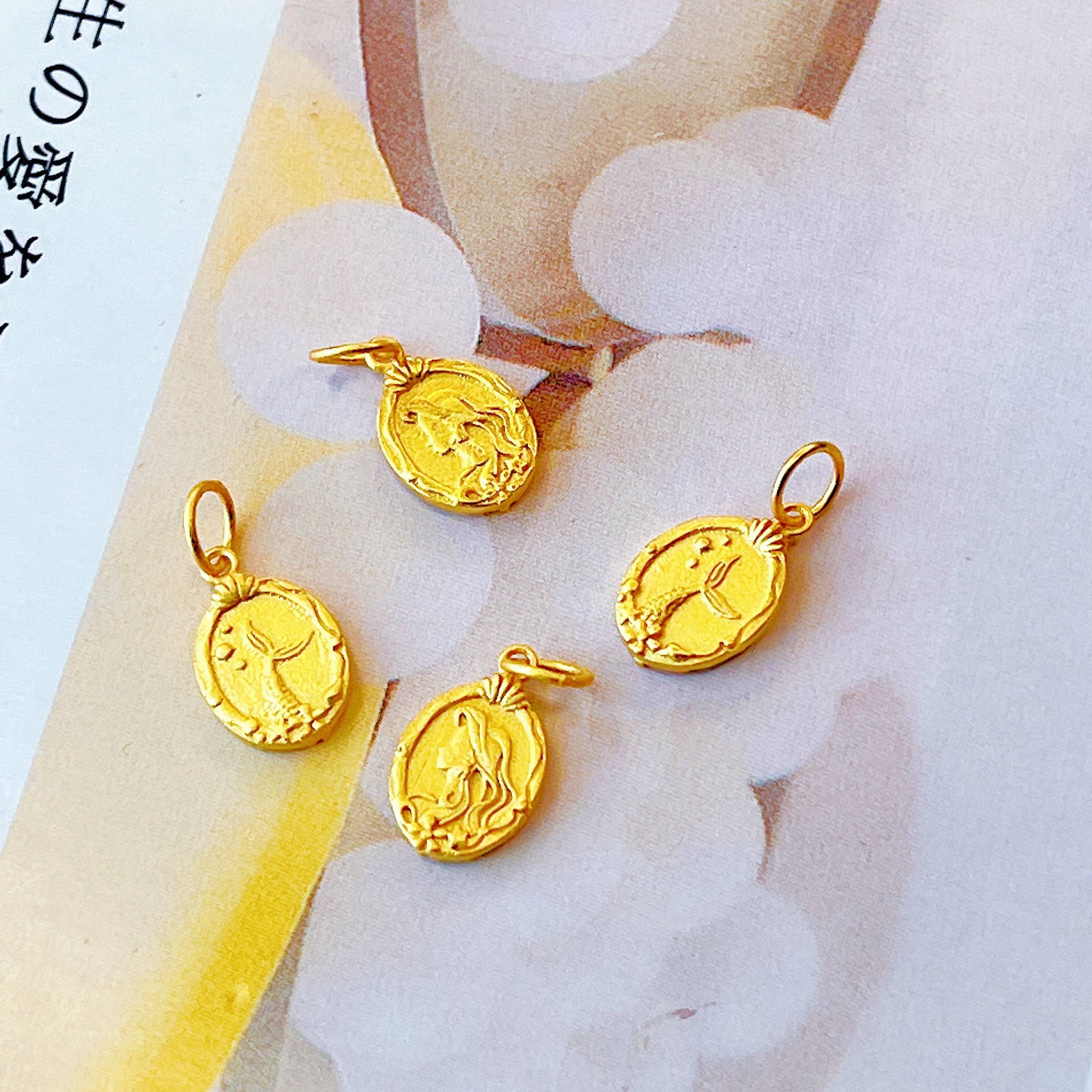 全新S925银镀金古法金美人鱼吊坠diy手链项链挂坠手工原创饰品