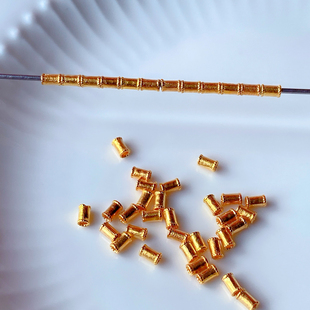 s925银镀金竹节小直管隔珠diy手链项链配饰手工原创配饰散珠饰品