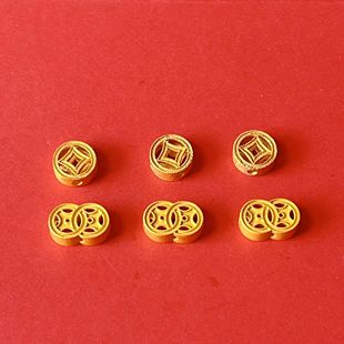 全新S925银镀金隔珠diy手链项链钱币配件手工原创饰品保色大孔