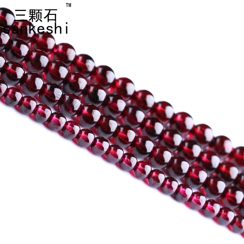 diy天然紫牙乌玫红色石榴石散珠
